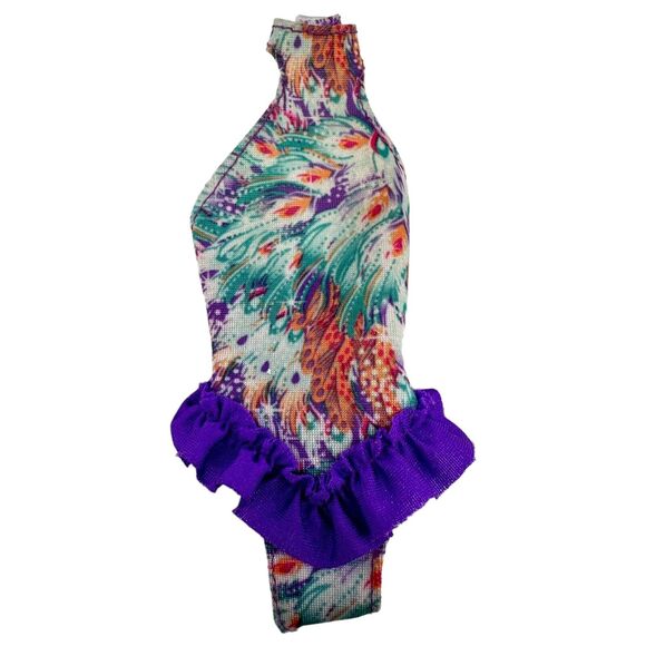Barbie Doll Purple Print Bathing Suit / Ice Skating Costume Clothes - Picture 5 of 6